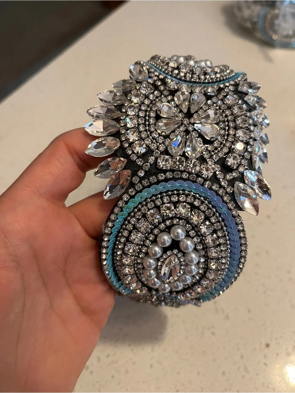 Crystals and faux Pearls Embellished Statement Headband